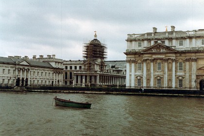 I leave Greenwich with a view of (L to R) Queen Anne Court, University of Greenwich; The tower of the University of Greenwich; and the Admiral's House, also part of the University. At the time of my visit, these buildings are part of the Royal Naval College, Greenwich.