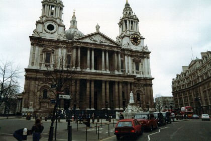 The present structure, dating from the late 17th century, was designed in the English Baroque style by Sir Christopher Wren. Its construction, completed in Wren's lifetime, was part of a major rebuilding programme in the city after the Great Fire of London.