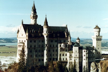 View of the castle from Queen Mary's Bridge.  The bridge is about 15 minutes walk from the castle and is named after Queen Marie of Bavaria, the mother of King Ludwig II.