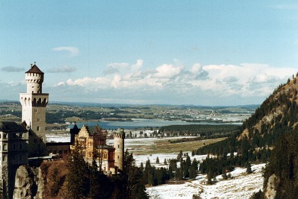 King Ludwig II was the Bavarian king who built the castle; he purportedly bankrupted Bavaria in the process. I take the next series of pictures from Queen Mary's Bridge.