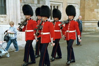 Coldstream Guards at the changing of the guards ceremony.