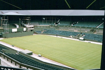 The Centre court is being prepared for the championships in three weeks time.