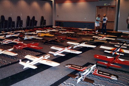 Tuesday July 26, 1988   We present our planes for appearance judging. Ted Fancher's plane is on the bottom right, the Citation V.