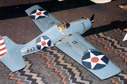 Beautiful Wildcat semi-scale stunt plane. For some reason, it scores only 5 points. We believe the reason for such a low score is that it doesn't match the judges' expectations of a glossy finish and detailed graphics. The builder never means that it should, it is supposed to represent a hardened WWII veteran that has flown many missions and is showing its age.  Unfortunately, it does not fly all that well but it is a beautiful piece of workmanship.