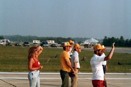 Jenni with the other judges scoring during Bob's warmup flight.