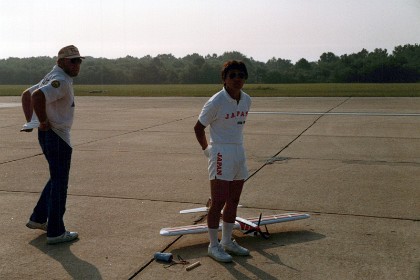 Kaz gets ready for an official flight. Each flyer flies three rounds with the best two rounds added for the final score. It's all over in just over an hour.