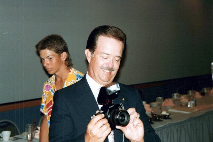 Saturday Evening July 30, 1988  For me, this is the worst part, the presentation banquet. I suppose it would be better if I actually won something. Ted with Tod Lee looking on.