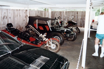 Part of Elvis' fleet of cars, bikes and trikes.