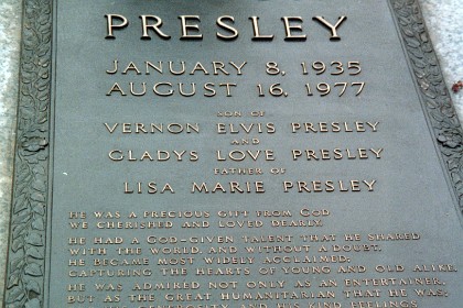 He is buried on Graceland   "God saw that he needed some rest and called him home to be with Him."   In the summer of 1977, the night before he was to begin yet another concert tour, he died of a heart attack brought on largely by drug abuse. He was 42 years old.