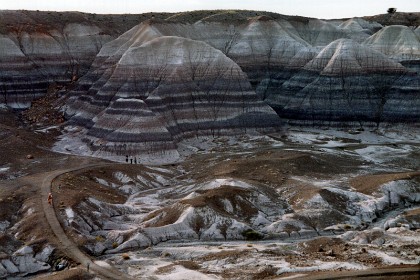 The rock strata are truly beautiful. The layers come from early sands that were laid down at the bottom of an inland ocean. Other strata formations can be made by desert sands that accumulate over millions of years.