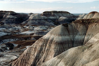 There are two explanations as to how this landscape arose: one is that God did it when he made the earth 6000 years ago    (Bishop Ussher)  and the other is that it was laid down at the bottom of an ocean over millions of years and eroded over millions of years.