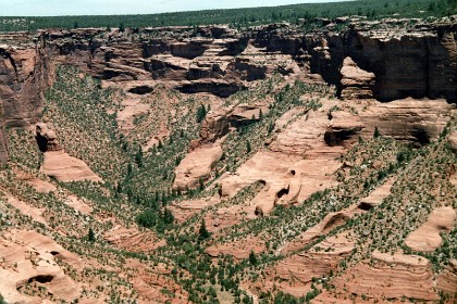 The Canyon has been inhabited by several Native American peoples for millennia and the area is dotted with their prehistoric rock art. The White House Ruins (later) and Mummy Cave are remains of ancient Pueblo villages.