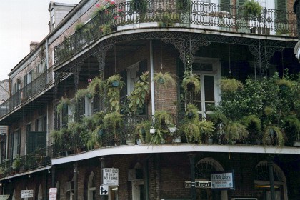 Picture taken from the corner of Royal and St Louis in the French Quarter. This building is completely overhauled by 2022. It features beautiful lace work.