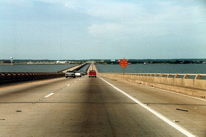 To get back to our motel, we cross the Lake Pontchartrain Causeway. It's six miles long