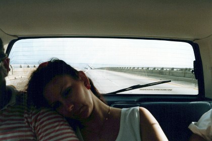 Tired people after a full day in New Orleans.  We spend the night in Sidell, leave early next morning  Thursday July 21, 1988   and drive through Mississippi and Alabama to Gainsville in Florida.