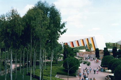 The Universe of Energy is a pavilion on the eastern side of Future World at Epcot.  It was one of Epcot's opening day attractions in 1982; it explored the world of energy through four large format film presentations and a slow-moving dark ride through a jungle diorama filled with audio-animatronic dinosaurs.