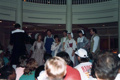 Inside the American Adventure. These singers sing without accompaniment - capella.