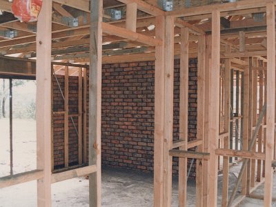 Internal walls are going up and our brick feature wall is finished