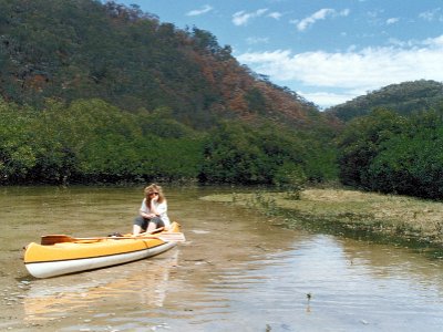 At Berowra Waters during 1989.  We hardly use the canoe at all for the next 30 years and finally sell it in 2021 for $100