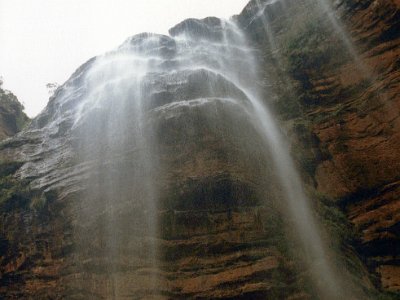 We hike to the bottom of the falls.