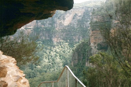 We climb down the staircase to the bottom of the falls.