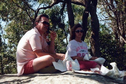 We have lunch at Brooklyn. We sit on a rock and eat fish & chips and look at the waterways around Brooklyn.