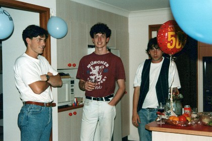 19 December, 1990  &nbsp; Dean also arrives back from Germany on the 19th. Here he chats with his cousin  Grant Cooper and his friend since school, Damian.