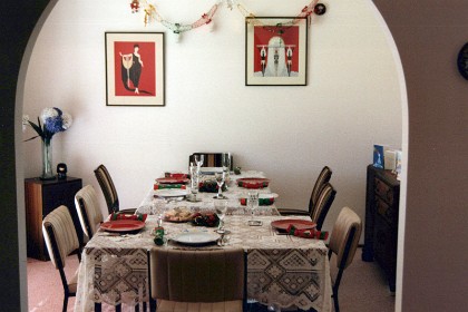 The table is set for Xmas lunch.