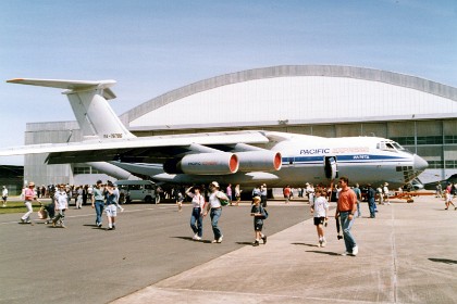 The Ilyushin Il-76 is a multi-purpose, fixed-wing, four-engine turbofan strategic airlifter designed by the Soviet Union's Ilyushin design bureau. It was first planned as a commercial freighter in 1967, as a replacement for the Antonov An-12. It was designed to deliver heavy machinery to remote, poorly served areas.