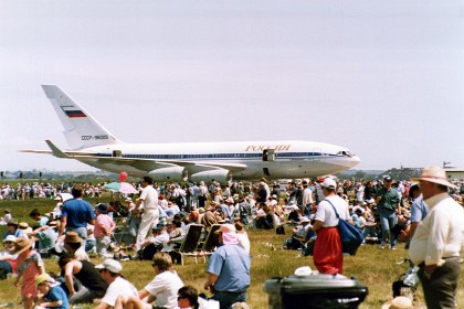 The Ilyushin Il-86  is a short- to medium-range wide-body jet airliner that served as the USSR's first wide-bodied aircraft. It was designed and tested by the Ilyushin design bureau in the 1970s; it was certified by the Soviet aircraft industry, manufactured and marketed by the USSR.