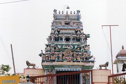 On our way to Malacca we see this Indian Temple. 6.8% of Malaysians are of Indian descent. The country is a majority Islamic country though other religions are permitted.