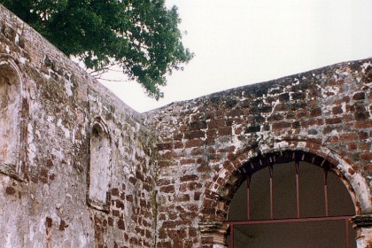 Inside the ruins of St Paul's church.