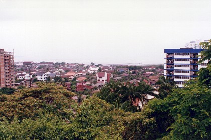 View from St John's fort. The jetty is part of the Portuguese settlement. Some of the housing is of a high standard.