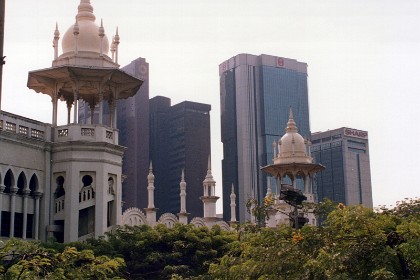 I love the contrast between Islamic and Western architecture. By the way, the beautiful Petronas Twin Towers, based on the Islamic Star, is yet to be built