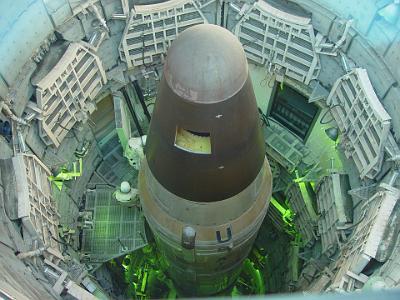 Card 1 152 Titan Missile Museum, Tucson Arizona. Titan missile in launch silo. Carried a nuclear warhead.