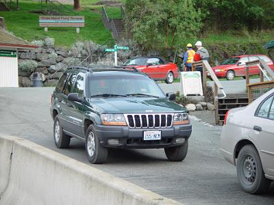 card 5 004 Wednesday 2004-03-31 Orcas Island to Vancouver Canada We drive there in Caroline's 2WD Jeep.