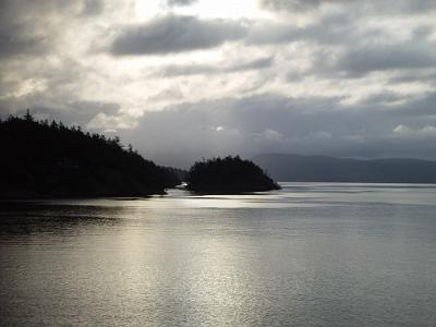 card 5 005 Wednesday 2004-03-31 Orcas Island to Vancouver Canada We caught the first ferry out and it was a bit cold and gloomy but enchanting nevertheless.