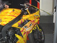 An R1 Yamaha with a ROSSI-inspired paint scheme.