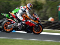 MotoGP warm-up Nicky HAYDEN, USA  current world champion, with Anthony WEST, Australia behind.