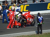 MotoGP race Starting the Yamaha's and Ducati's engines for the warmup lap.