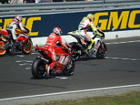 MotoGP race They're off on their warmup lap.