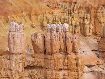 Bryce Canyon has one of the highest concentrations of hoodoos of any place on Earth. They are formed by a combination of atmospheric and chemical weathering.