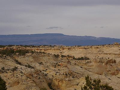 Friday  2007-03-09  SR29, Utah  Boulder Mountain, 30 miles away, is to the north of where we're standing. The Aquarias Plateau is an uplift on the much larger Colorado Plateau and  It is over 900 square miles (2330 km²).