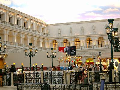 A town square inside the Venetian.