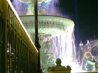 Fountains in the Paris courtyard.