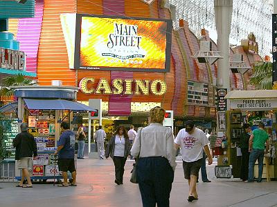 Fremont Street contains the usual Las Vegas attractions.