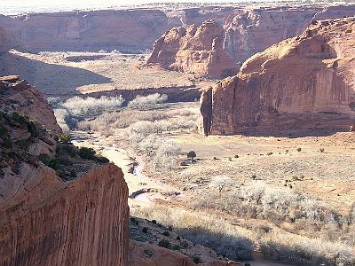 Saturday  2007-03-10  Canyon de Chelly, Arizona  The canyons were cut by streams with headwaters in the Chuska mountains just to the east of the monument. None of the land is federally owned.[5]