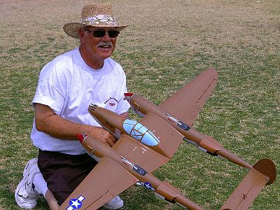 Saturday  2007-03-17 Finals day VSC, Tucson, Arizona  Bob flew this semi-scale P38 in Old Time Stunt. : 2004 03 20 UA