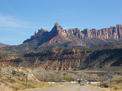 We leave I15 and take SR9 towards Zion National Park. This is Springdale just before the Park Entrance.