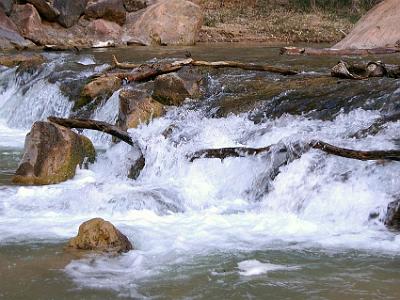 The stream gradient of the Virgin River, whose North Fork flows through Zion Canyon in the park, ranges from 50 to 80 feet  per mile. It is one of the steepest stream gradients in North America.